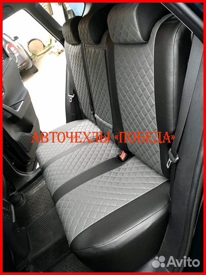 Чехлы Toyota Rav4 4 из экокожи чёрно-серые Ромб