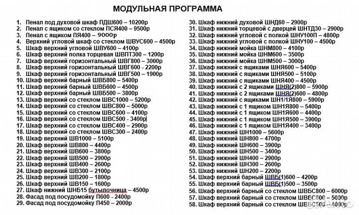 Кухня модульная новая прямая