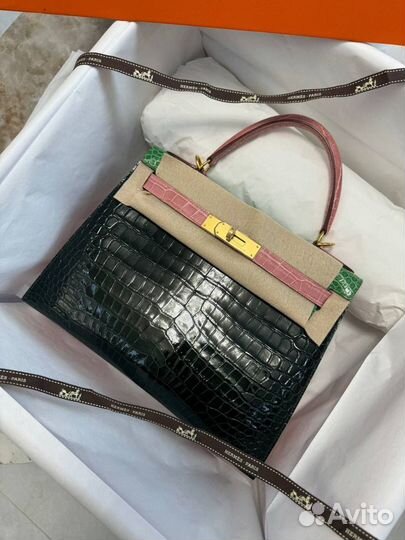 Сумка Hermes Kelly из кожи крокодила Ручной пошив