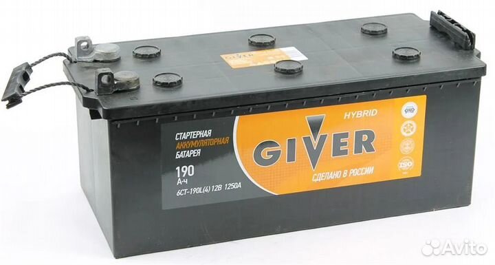 Giver Hybrid 190 А/ч 1250 А рос. болт о.п