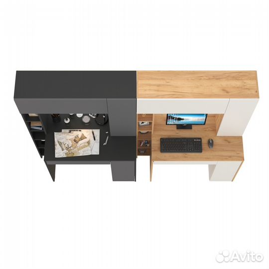 Два стола для домашнего офиса Mobi Комфорт 12.71 цвет антрацит/серый/дуб золотой/белый