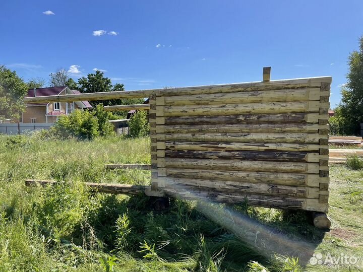 Сруб бани 3х3 с выносами