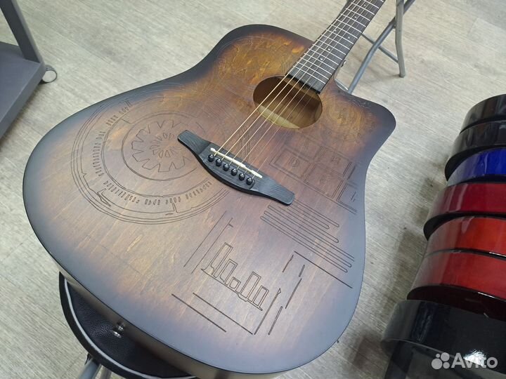 Гитара акустическая дредноут с рисунком