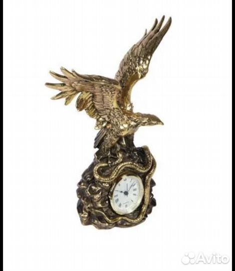 Часы настольные Орёл на скале мрамор, золото