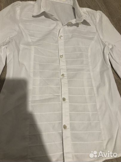 Рубашка для девочки 140 button blue