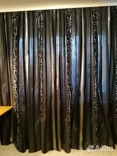 Шторы чёрные с серебром