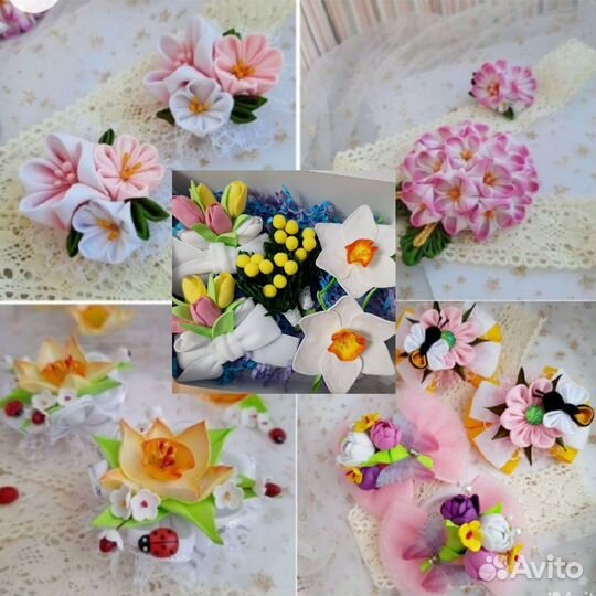 Заколки бантики, резинки для волос