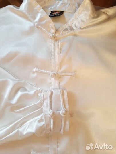 Костюм ифу для ушу белый, черный, обувь 40 белая