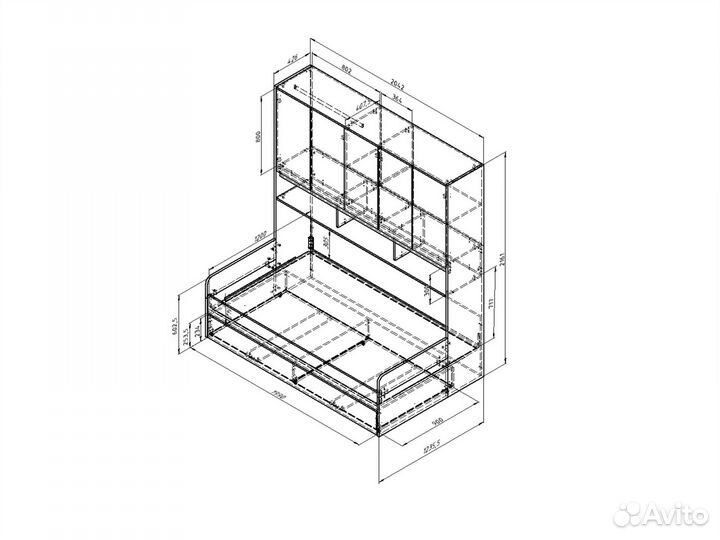 Кровать с антресолью дельта Next 21.05