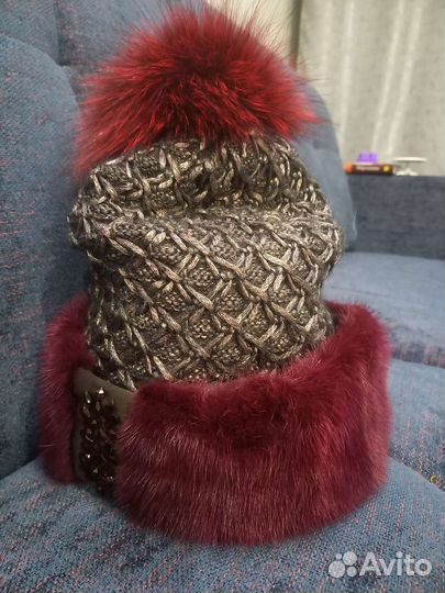 Шапка и шарф женский