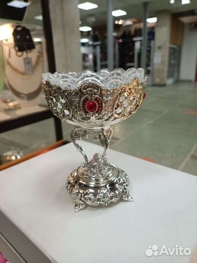 Ваза конфетница со стеклом Peroni (Италия)