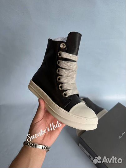 Rick Owens Black Jumbo Lace High-Top