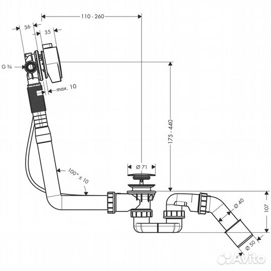 Слив-перелив Hansgrohe Exafill S 58113000