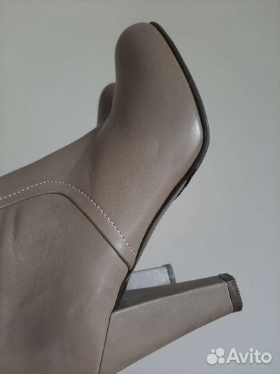 Сапоги ботфорты натуральная кожа бежевые нюдовые