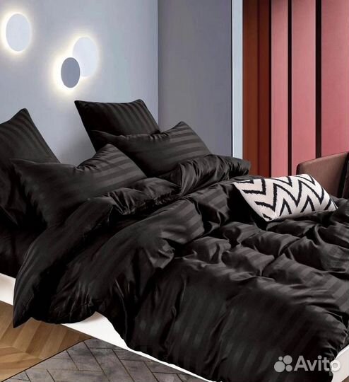 Страйн сатин с простыней на резинке