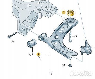 Спортивные сайлентблоки переднего рычага VAG mqb