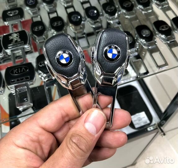 Заглушки ремня безопасности металл+экокожа 2шт