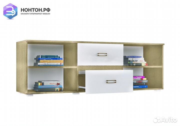 Тв-тумба Ким белый глянец / сонома