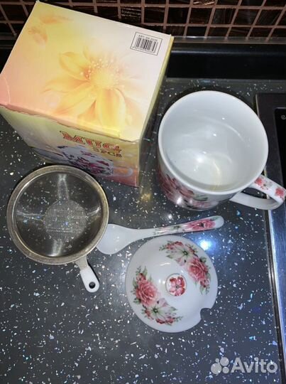 Кружка заварочная с ситом и ложкой