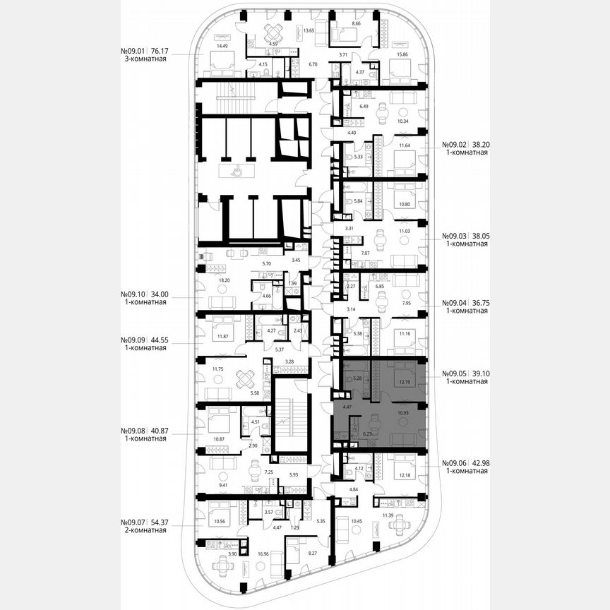 1-к. квартира, 39,1 м², 9/49 эт.