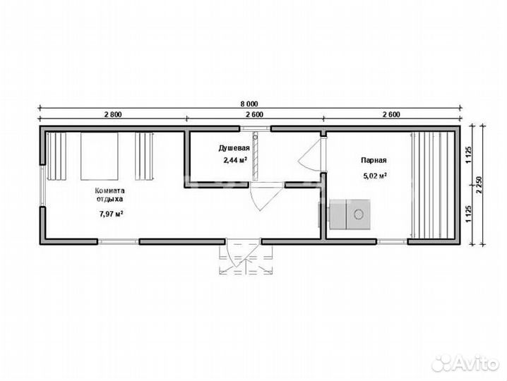 Каркасная баня Земфира 8м
