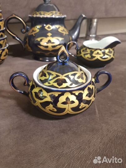 Сервиз чайный в восточном стиле кобальт с позолото