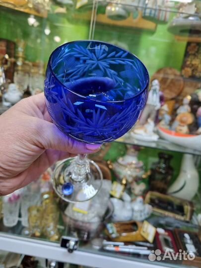 Винтажные бокалы, кобальт. Гусь Хрустальный