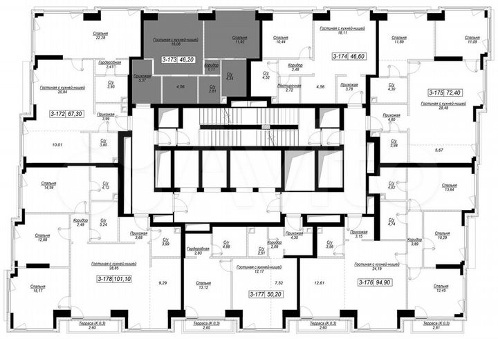 1-к. квартира, 46,2 м², 24/41 эт.