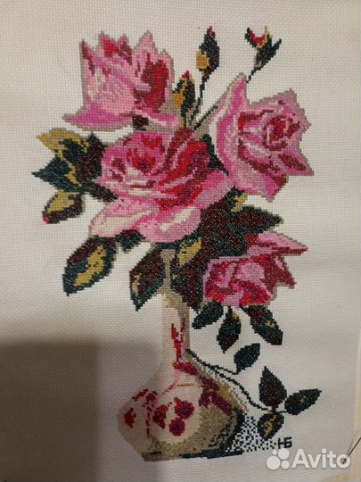 Картина вышивка крестом розы