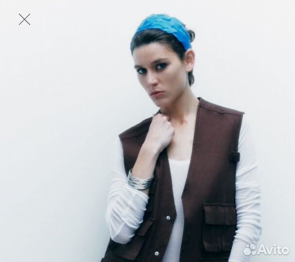 Ободок с перьями диадема Zara новый бирюзовый