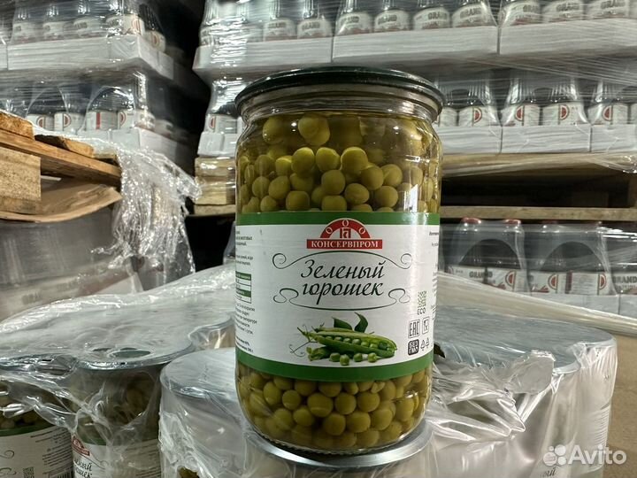 Горошек зеленый кбр масса 650 гр