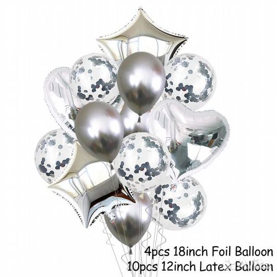 Воздушные шары сердца, звезды и с блестками