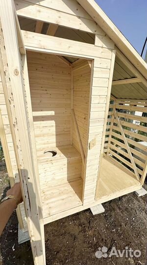 Туалет с дровником двускатный доставка