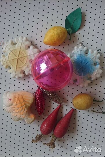 Ватные Пластиковые Пенопласт елочные игрушки СССР