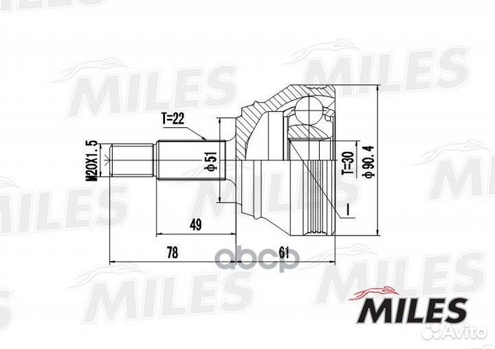 Шрус наружный GA20516 Miles