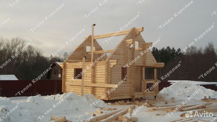 Сруб дома бани Луга
