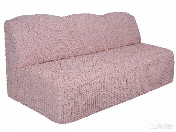 Чехол на трехместный диван без подлокотников Пудра