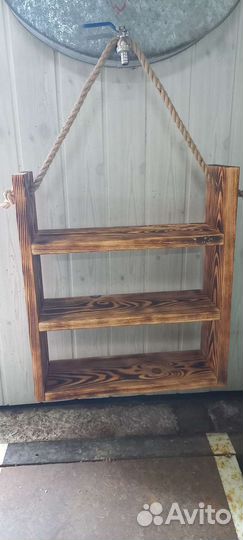 Навесная полка с джутовым канатом