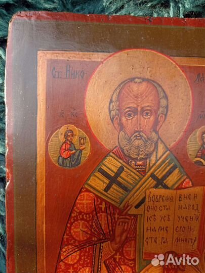 Икона старинная Николай Чудотворец