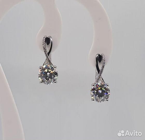 Серьги с бриллиантами (муассанитами) 4ct