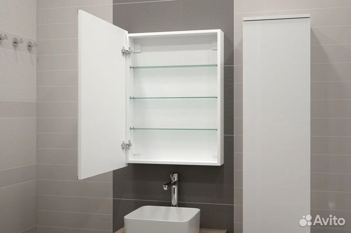 Зеркало со шкафом и подсветкой для ванной комнаты