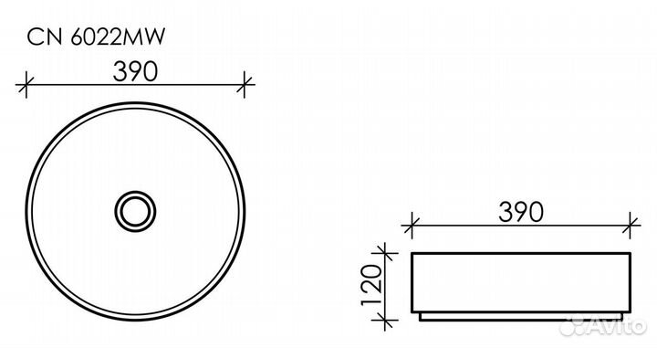 Раковина накладная Ceramica nova Element Cn6022mw