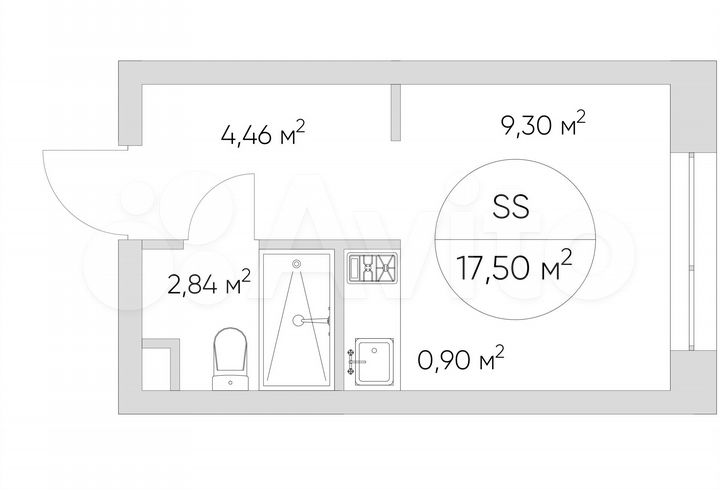 Апартаменты-студия, 17,5 м², 18/21 эт.