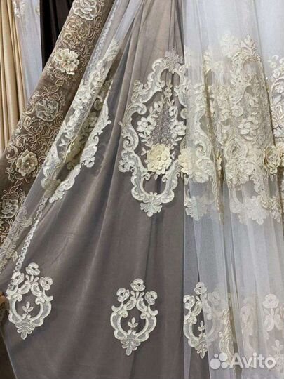 Сетка грек с 3D вышивкой и цветами 5м италия