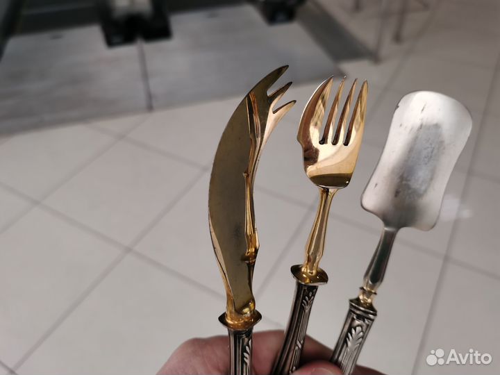 Столовые приборы для рыбы серебро 84 проба