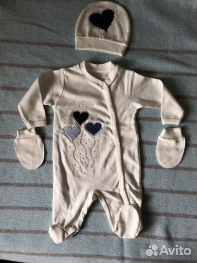 Новый набор для новорождённых (слип, шапочка.)