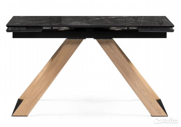 Стол стеклянный Гарднер 140х80х76 черный - дуб монтана