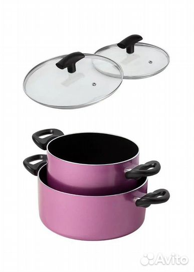 Набор новых кастрюль с антипригарным покрытием