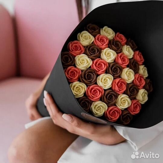 Съедобные букеты из шоколадных роз
