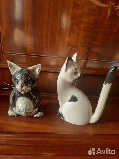 Деревянная фигура кошек 2 шт